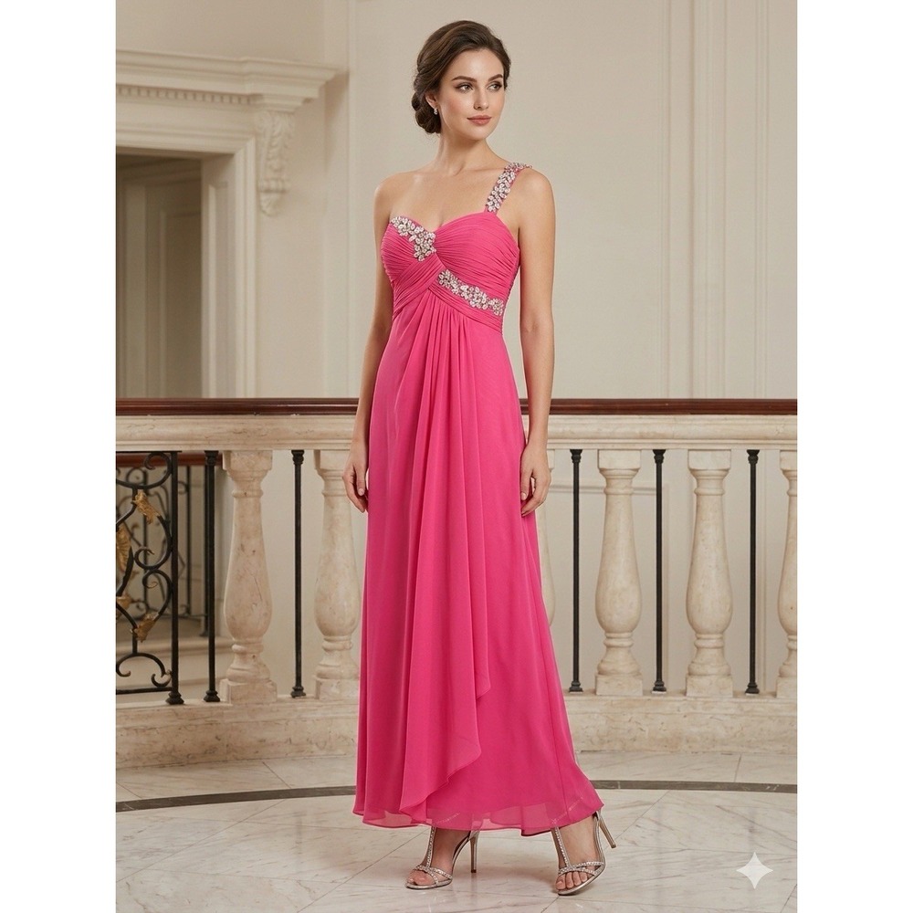 Xscape Formal Evening Gown FLAW Elegant One Shoulder Rhinestone Pink 10 NEW